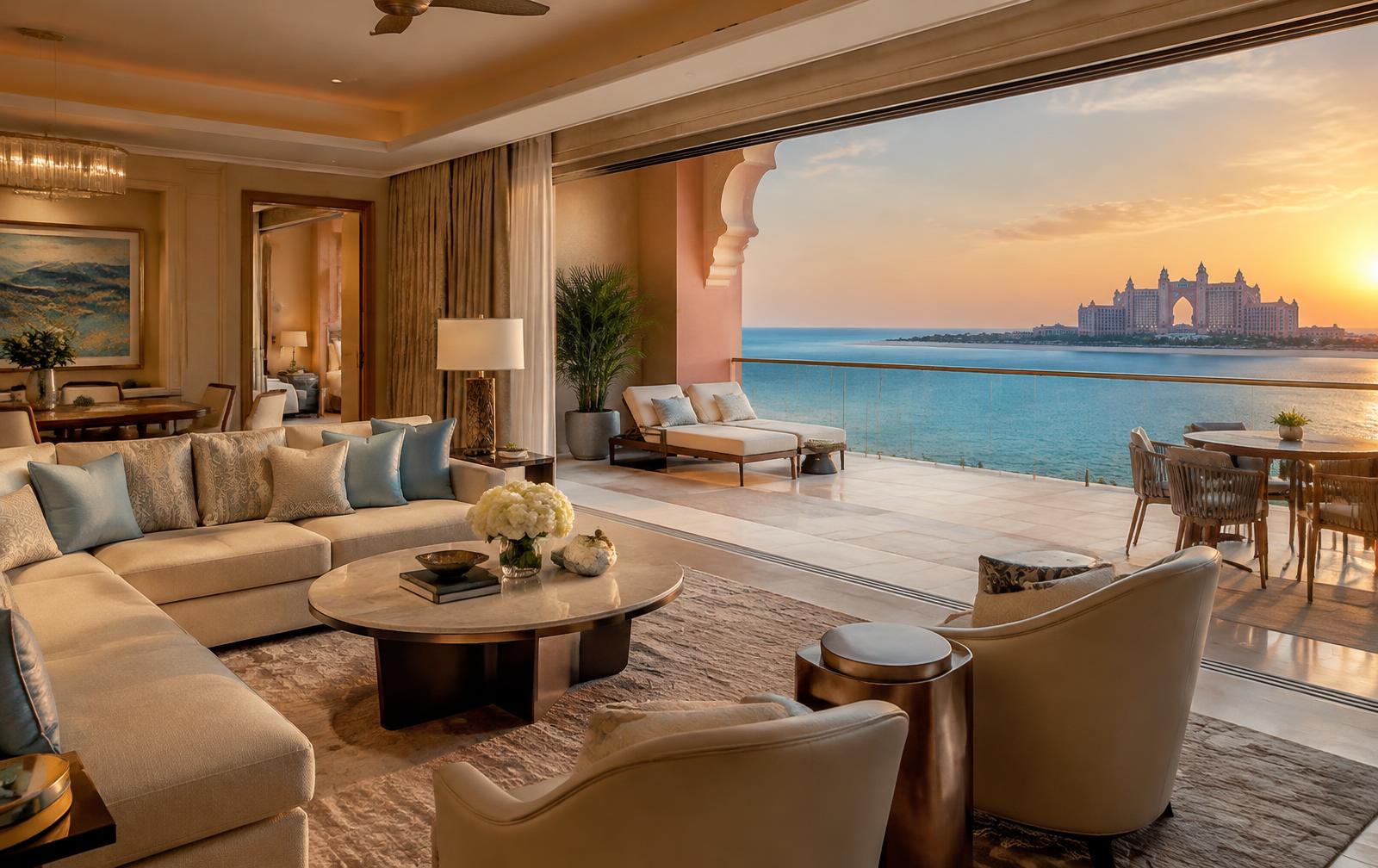 Terrace Suite living room opening onto a sea-view terrace